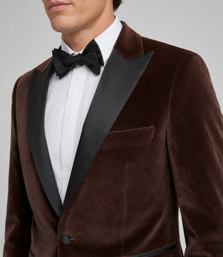 Men’s Brown Velvet Tuxedo Closeup - Suit Heritage