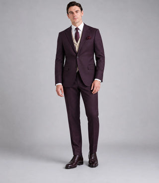 Men's Burgundy And Cream Wedding 3 Piece Suit - Suit Heritage