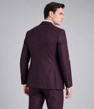 Men's Burgundy And Cream Wedding 3 Piece Suit Back - Suit Heritage