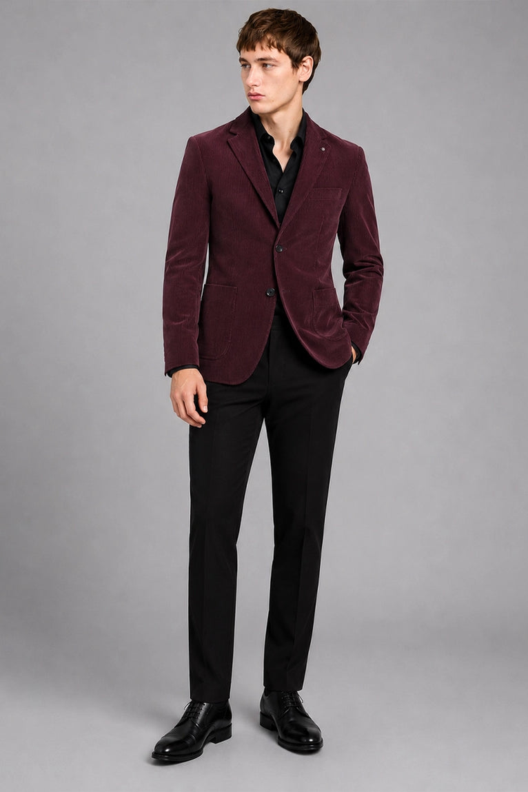 Men's Burgundy Corduroy 2 Piece Suit - Suit Heritage