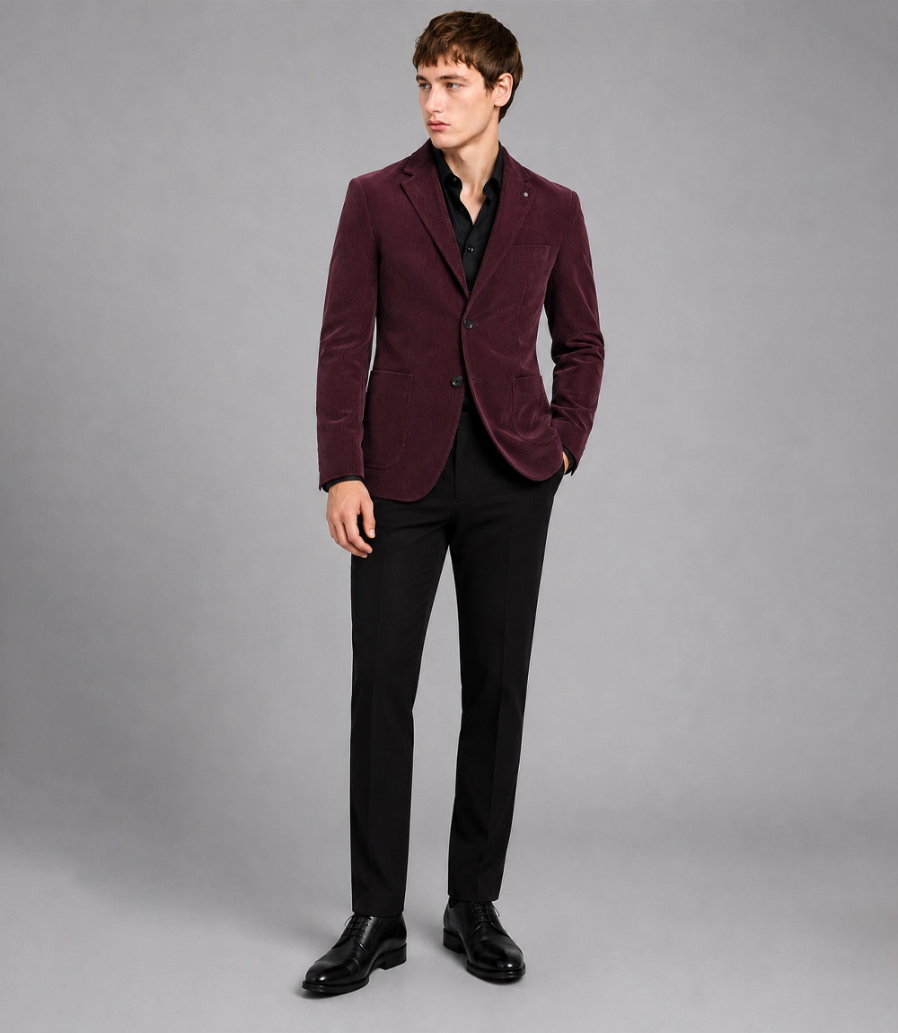 Men's Burgundy Corduroy 2 Piece Suit - Suit Heritage
