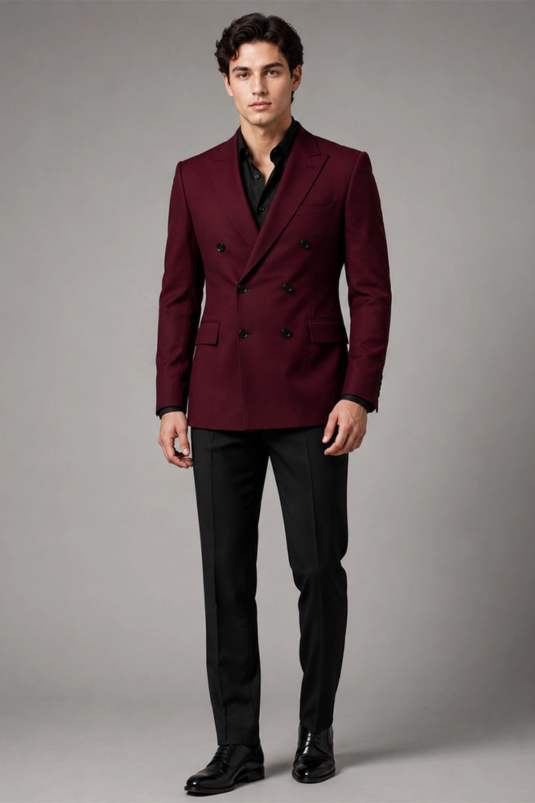 Men's Burgundy Double Breasted Suit - Suit Heritage