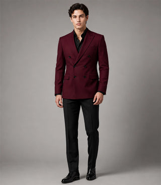 Men's Burgundy Double Breasted Suit - Suit Heritage