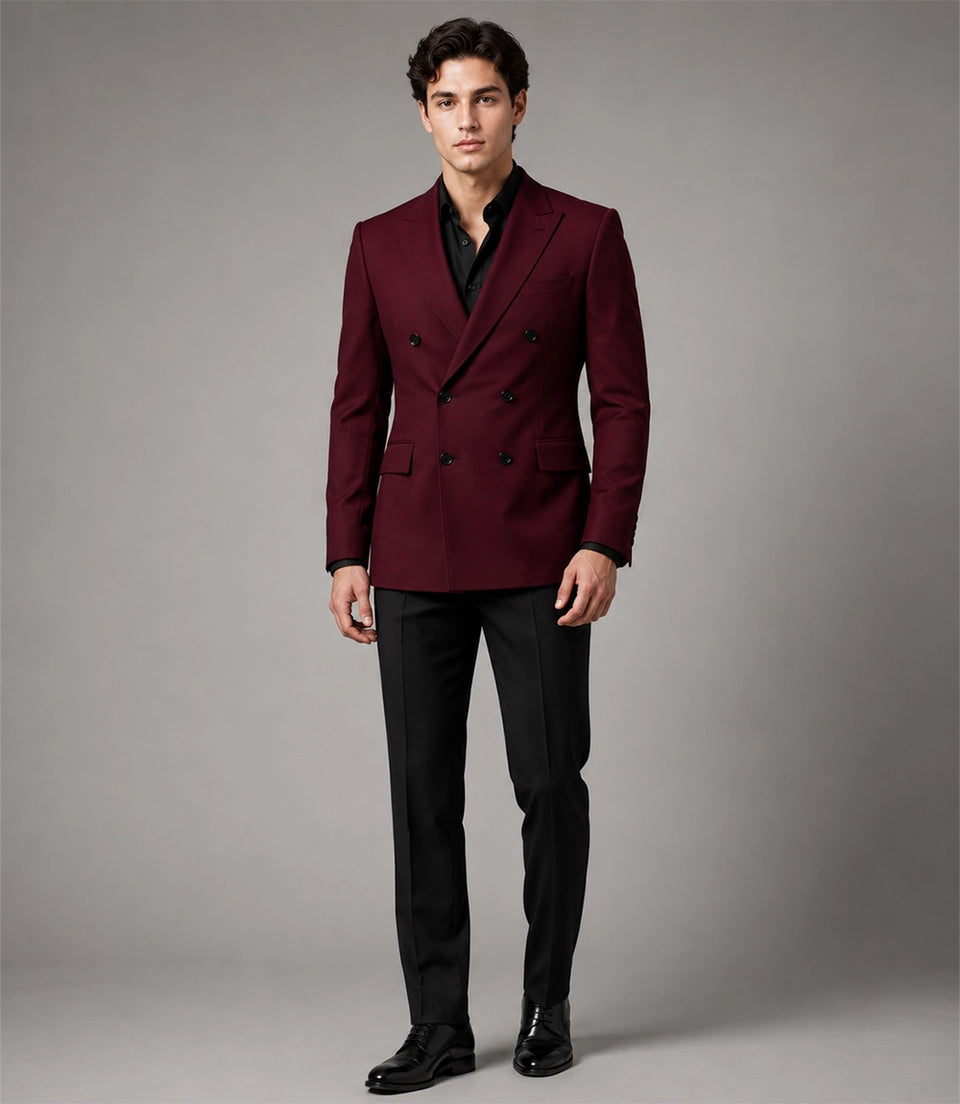 Men's Burgundy Double Breasted Suit - Suit Heritage
