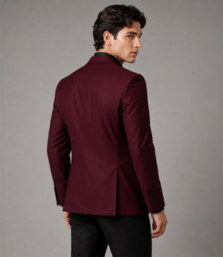 Men's Burgundy Double Breasted Suit Back - Suit Heritage