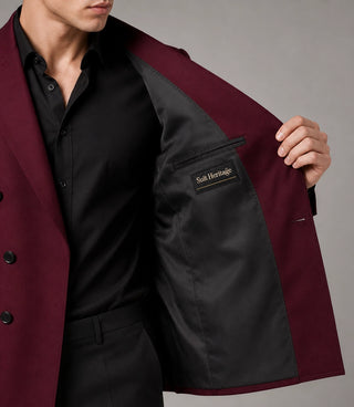 Men's Burgundy Double Breasted Suit Inner - Suit Heritage