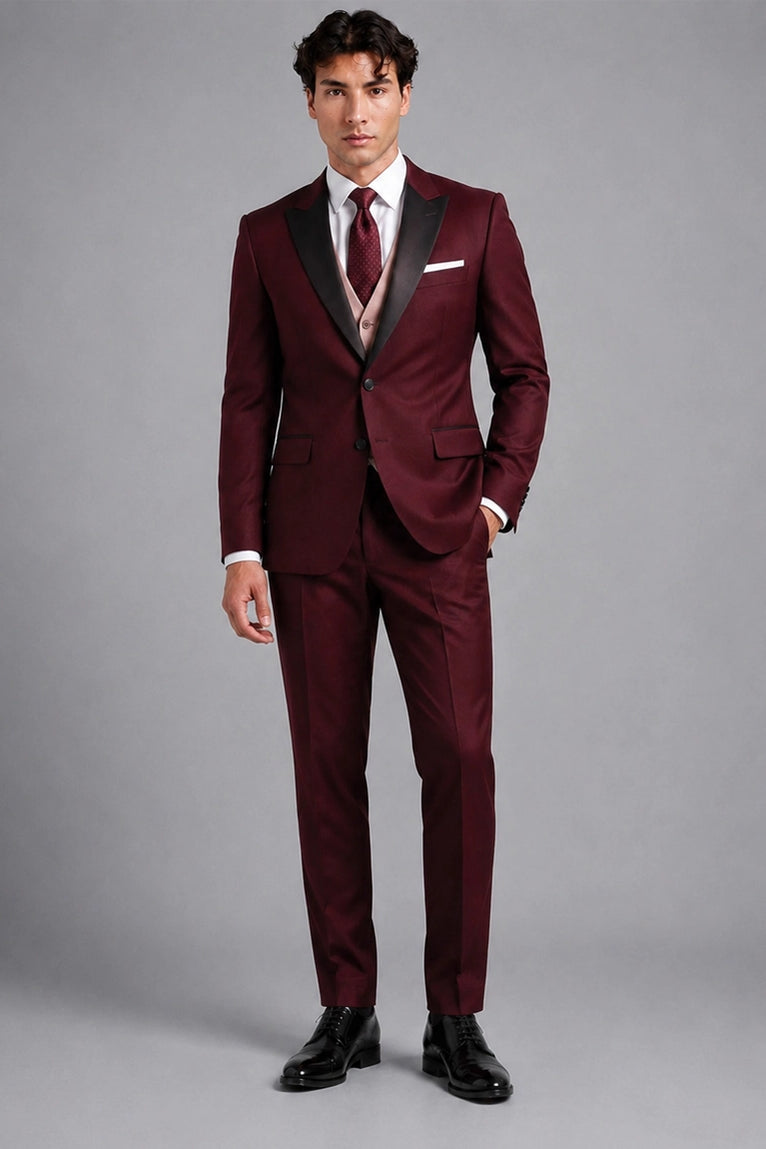 Men’s Burgundy Wedding 3 Piece Suit -Suit Heritage