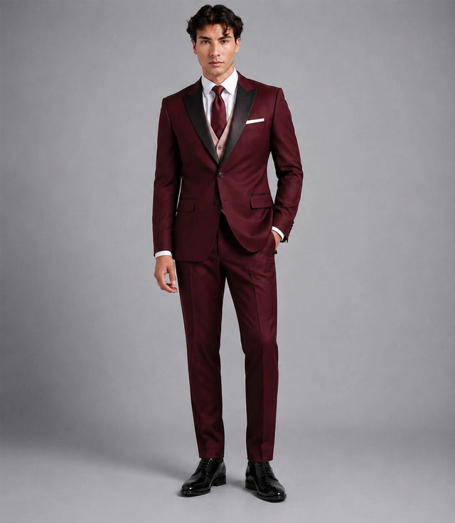 Men’s Burgundy Wedding 3 Piece Suit -Suit Heritage