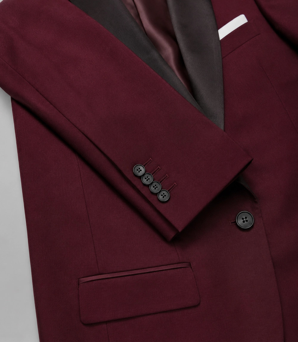 Men’s Burgundy Wedding 3 Piece Suit Fabric -  Suit Heritage