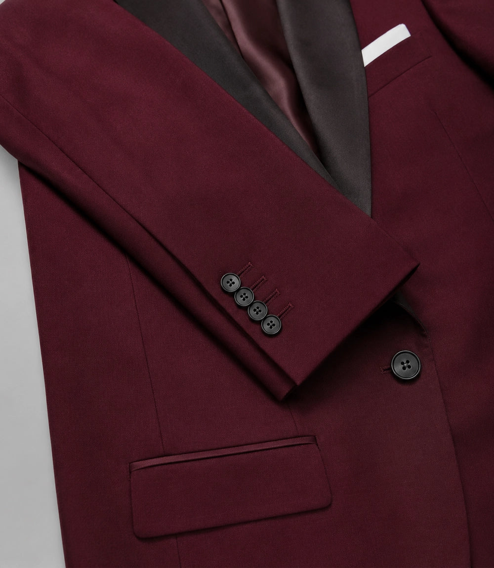 Men’s Burgundy Wedding 3 Piece Suit Fabric -  Suit Heritage