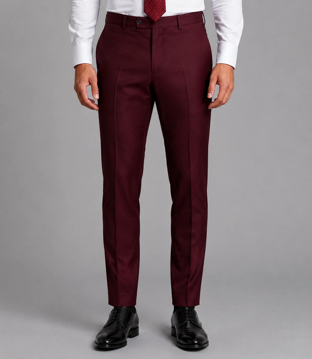Men’s Burgundy Wedding 3 Piece Suit Pant - Suit Heritage