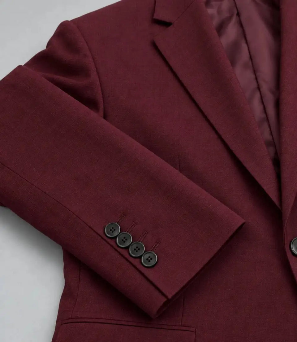 Men's Burgundy Wool Suit Fabric  -  Suit Heritage