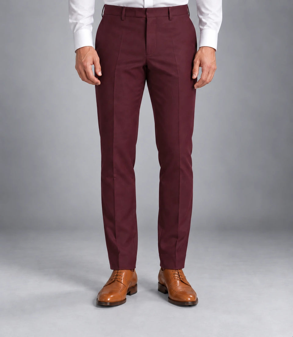 Men's Burgundy Wool Suit Pant  -  Suit Heritage