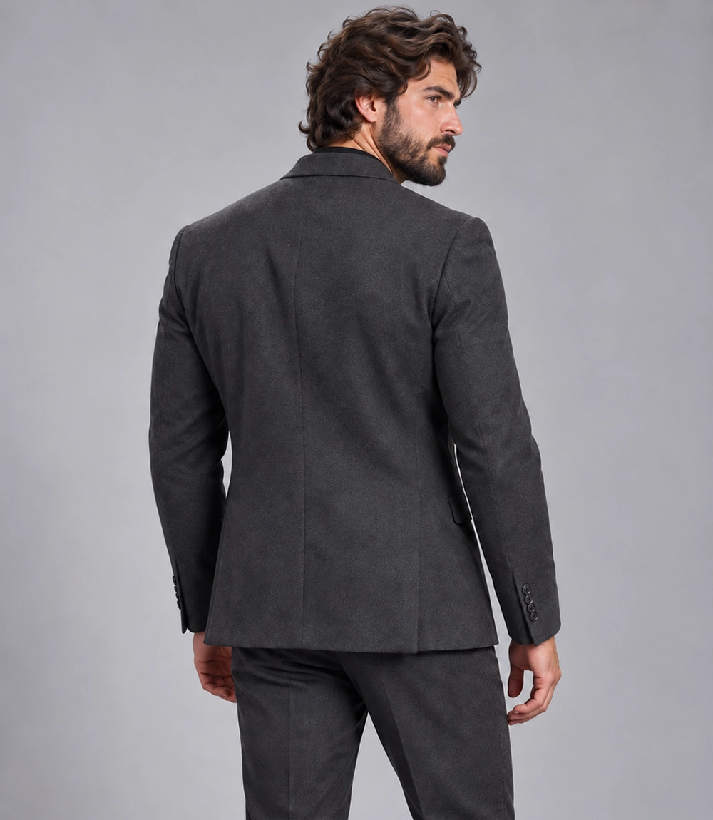 Men's Charcoal Casual 2 Piece Suit Back  -  Suit Heritage