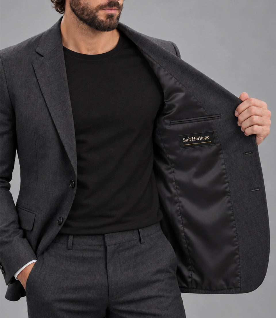 Men's Charcoal Casual 2 Piece Suit Inner  -  Suit Heritage