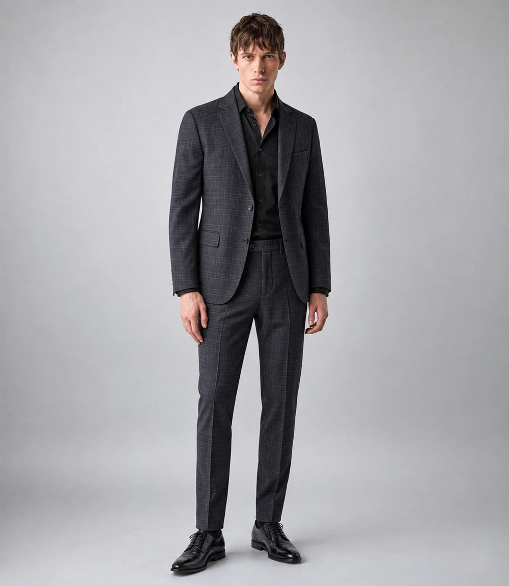 Men's Charcoal Grey Plaid 2 Piece Suit - Suit Heritage
