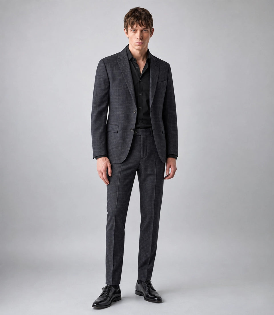 Men's Charcoal Grey Plaid 2 Piece Suit - Suit Heritage