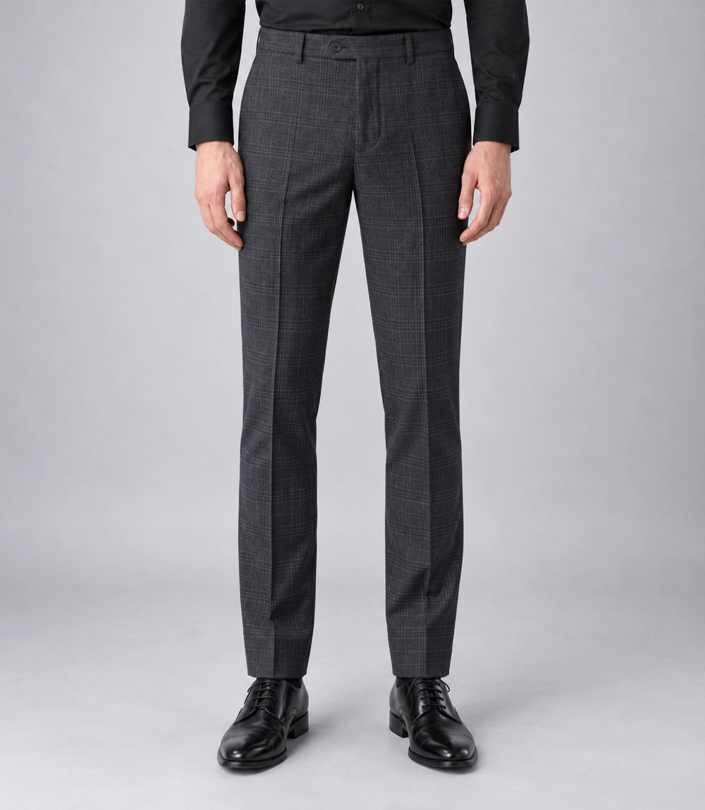 Men's Charcoal Grey Plaid 2 Piece Suit Pant - Suit Heritage