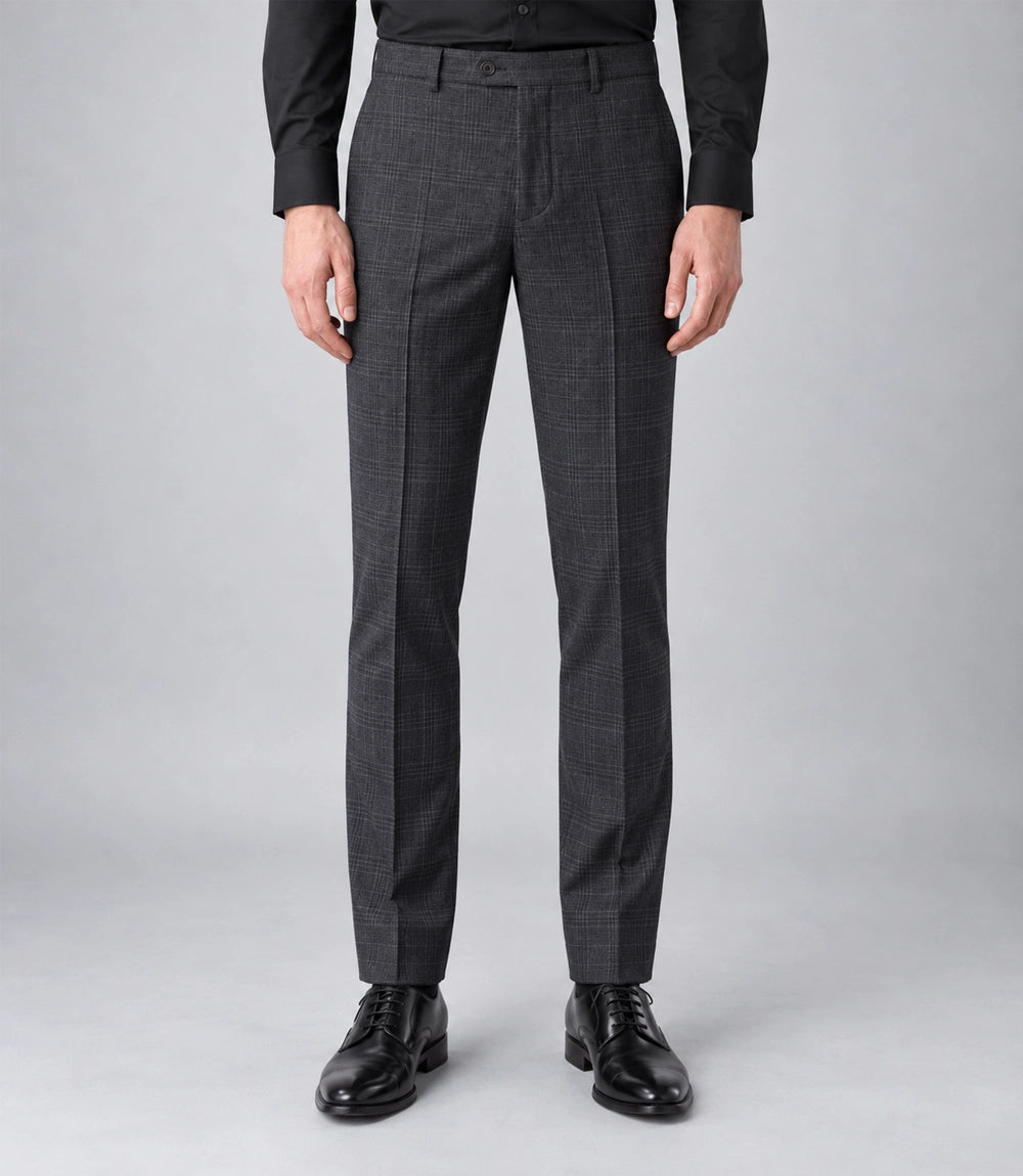 Men's Charcoal Grey Plaid 2 Piece Suit Pant - Suit Heritage