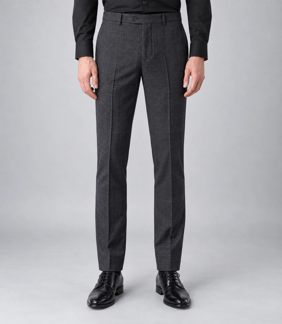 Men's Charcoal Grey Plaid 2 Piece Suit Pant - Suit Heritage