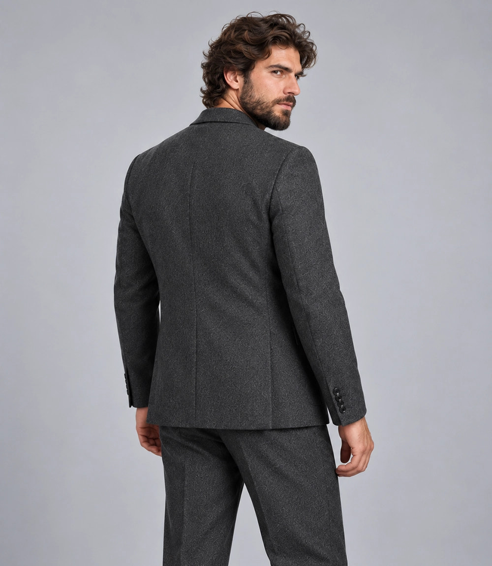 Men's Charcoal Grey Wool Casual Suit Back  -  Suit Heritage
