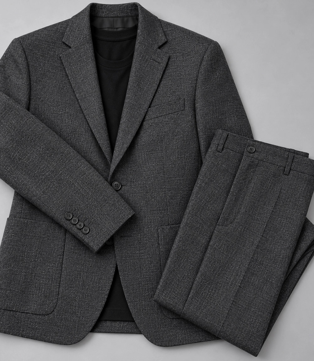 Men's Charcoal Grey Wool Casual Suit Fabric  -  Suit Heritage
