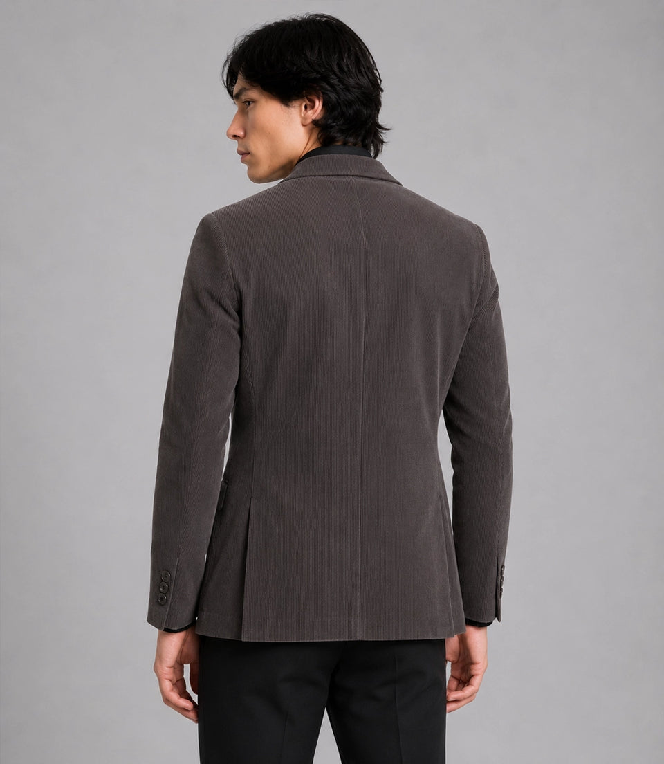 Men's Chocolate Brown Corduroy 2 Piece Suit Back - Suit Heritage