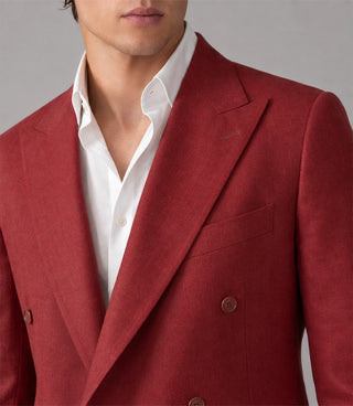Men's Classic Italian Style Red and Cream Suit Closeup - Suit Heritage