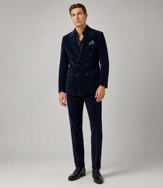 Men's Corduroy Navy Double Breasted 2 Piece Suit - Suit Heritage