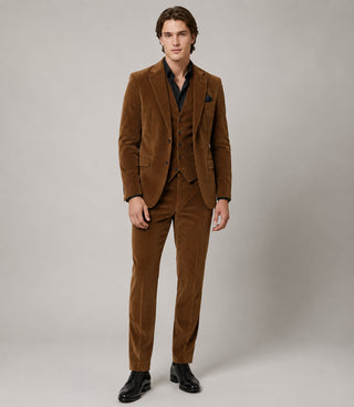 Men's Corduroy Solid Brown 3 Piece Suit - Suit Heritage