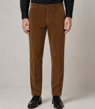 Men's Corduroy Solid Brown 3 Piece Suit Pant - Suit Heritage