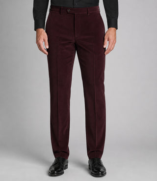 Men's Corduroy Solid Burgundy 3 Piece Suit Pant - Suit Heritage