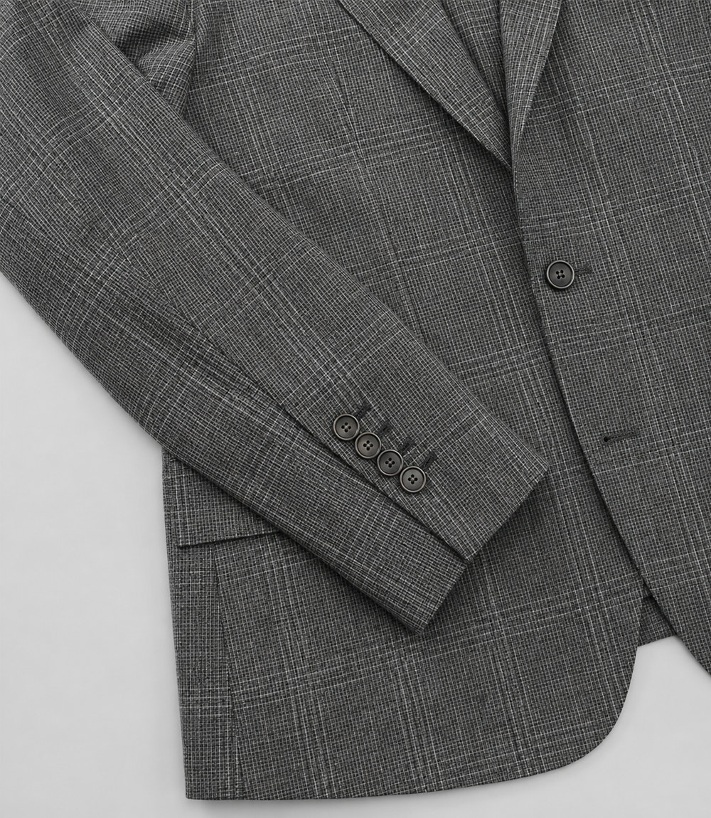 Men's Cotton Check Grey 3 Piece Suit Fabric - Suit Heritage