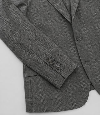 Men's Cotton Check Grey 3 Piece Suit Fabric - Suit Heritage