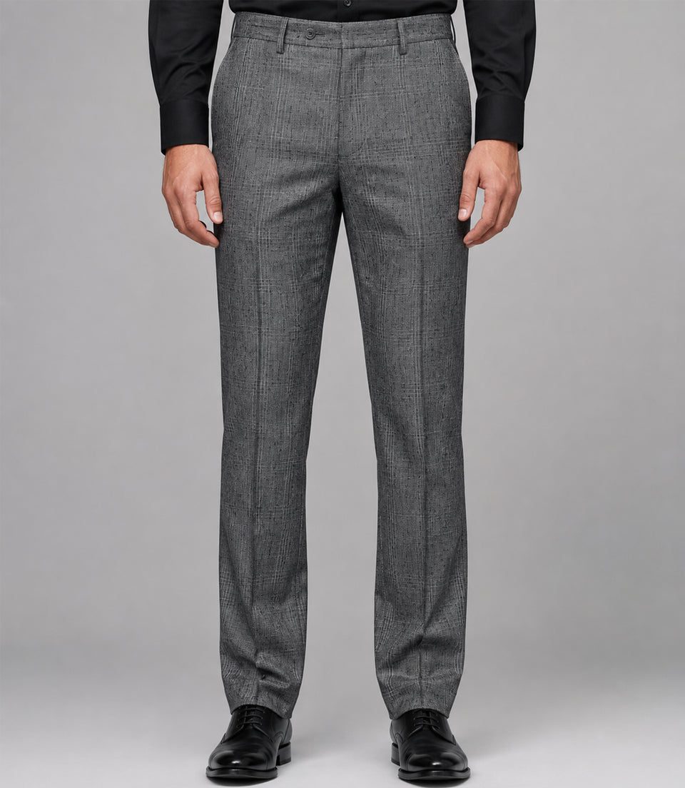 Men's Cotton Check Grey 3 Piece Suit Pant - Suit Heritage