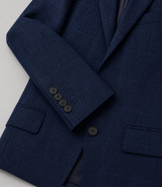 Men's Cotton Check Navy 2 Piece Fabric - Suit Heritage