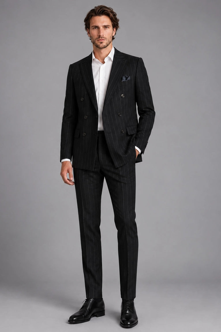 Men's Cotton Pinstripe Double Breasted 2 Piece Suit -  Suit Heritage