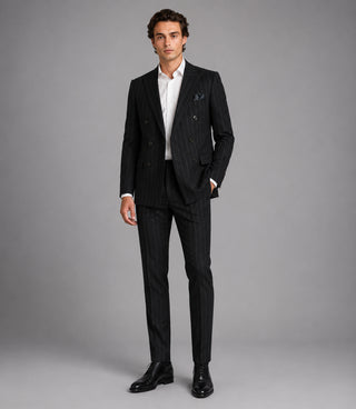 Men's Cotton Pinstripe Double Breasted 2 Piece Suit - Suit Heritage