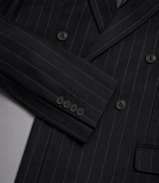 Men's Cotton Pinstripe Double Breasted 2 Piece Suit Fabric - Suit Heritage