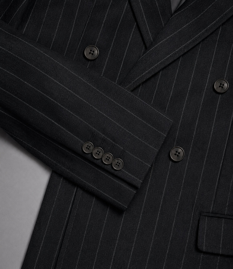 Men's Cotton Pinstripe Double Breasted 2 Piece Suit Fabric - Suit Heritage