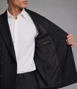 Men's Cotton Pinstripe Double Breasted 2 Piece Suit Inner - Suit Heritage