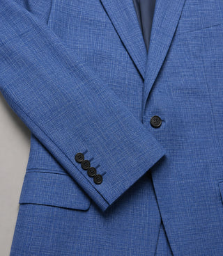Men's Cotton Plaid Blue 2 Piece Suit Fabric - Suit Heritage