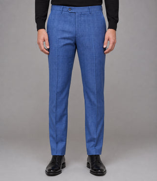 Men's Cotton Plaid Blue 2 Piece Suit Pant - Suit Heriatage