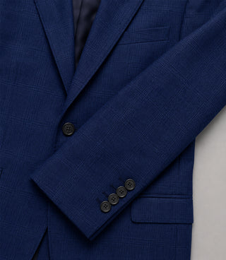 Men's Cotton Plaid Blue 3 Piece Suit Fabric - Suit Heritage
