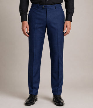 Men's Cotton Plaid Blue 3 Piece Suit Pant - Suit Heritage