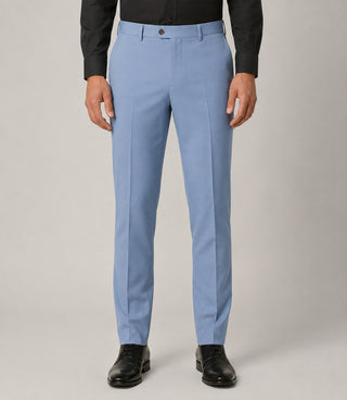 Men's Cotton Solid Light Blue 3 Piece Suit Pant - Suit Heritage