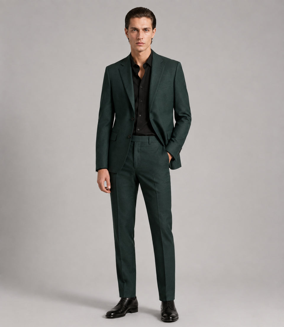 Men's Cotton Textured Dark Green 2 Piece Suit - Suit Heritage