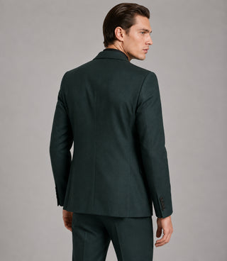 Men's Cotton Textured Dark Green 2 Piece Suit Back - Suit Heritage