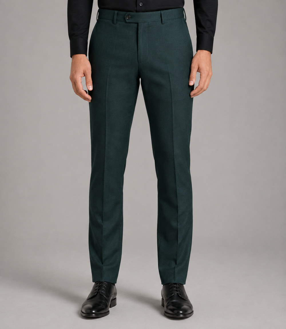 Men's Cotton Textured Dark Green 2 Piece Suit Pant - Suit Heritage