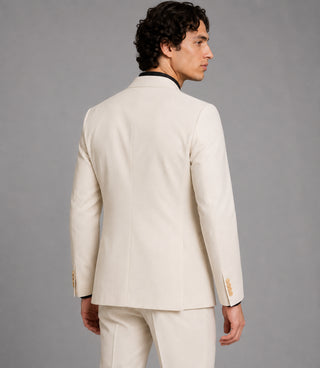 Men's Cream Double Breasted 2 Piece Back - Suit Heritage